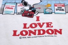 画像4: 80s ポルトガル製 SNOOPY スヌーピー I LOVE LONDON 染み込みプリント スウェット 白 L (4)