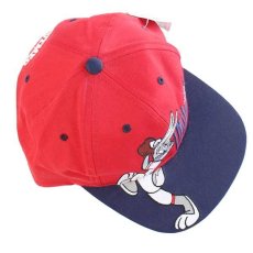 画像3: デッドストック★00s MLB CLEVELAND Indiansインディアンス×バッグスバニー刺繍 ツートン ベースボールキャップ 赤×紺 (3)
