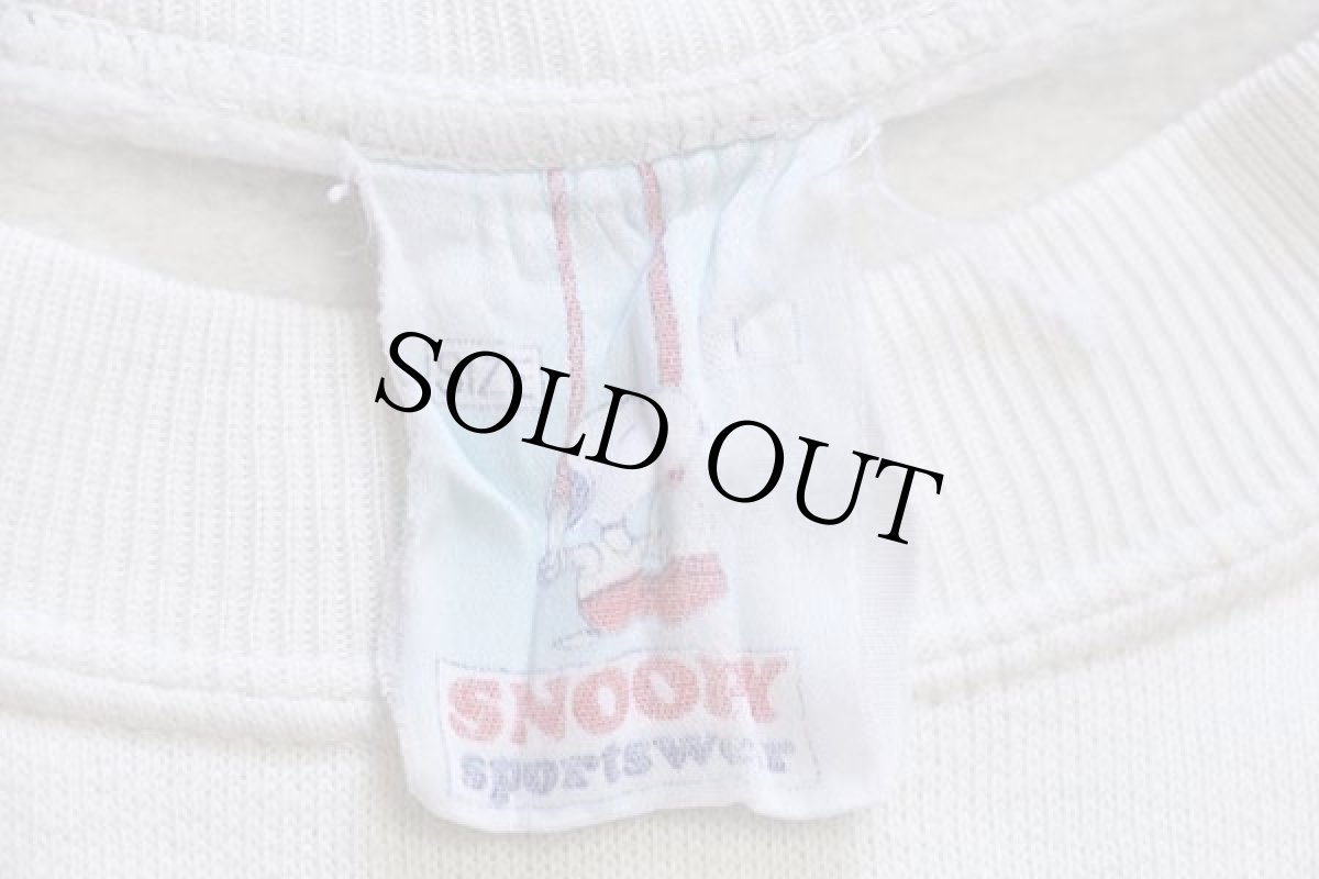 画像5: 80s ポルトガル製 SNOOPY スヌーピー I LOVE LONDON 染み込みプリント スウェット 白 L (5)