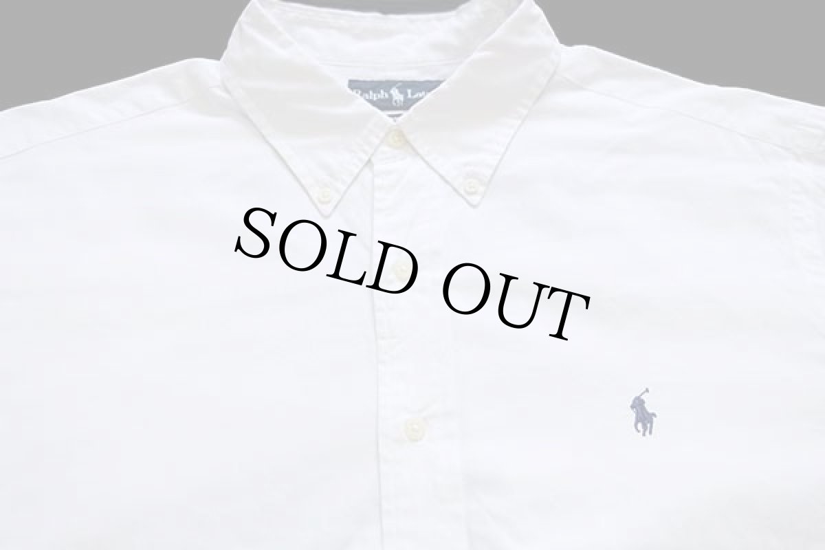 画像3: ラルフローレン ワンポイント ボタンダウン コットンシャツ 白 XL (3)