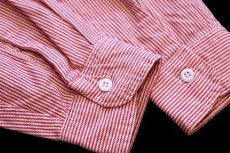 画像5: 90s USA製 Prentiss ヒッコリー ストライプ コットン ワークシャツ 赤×白 M (5)