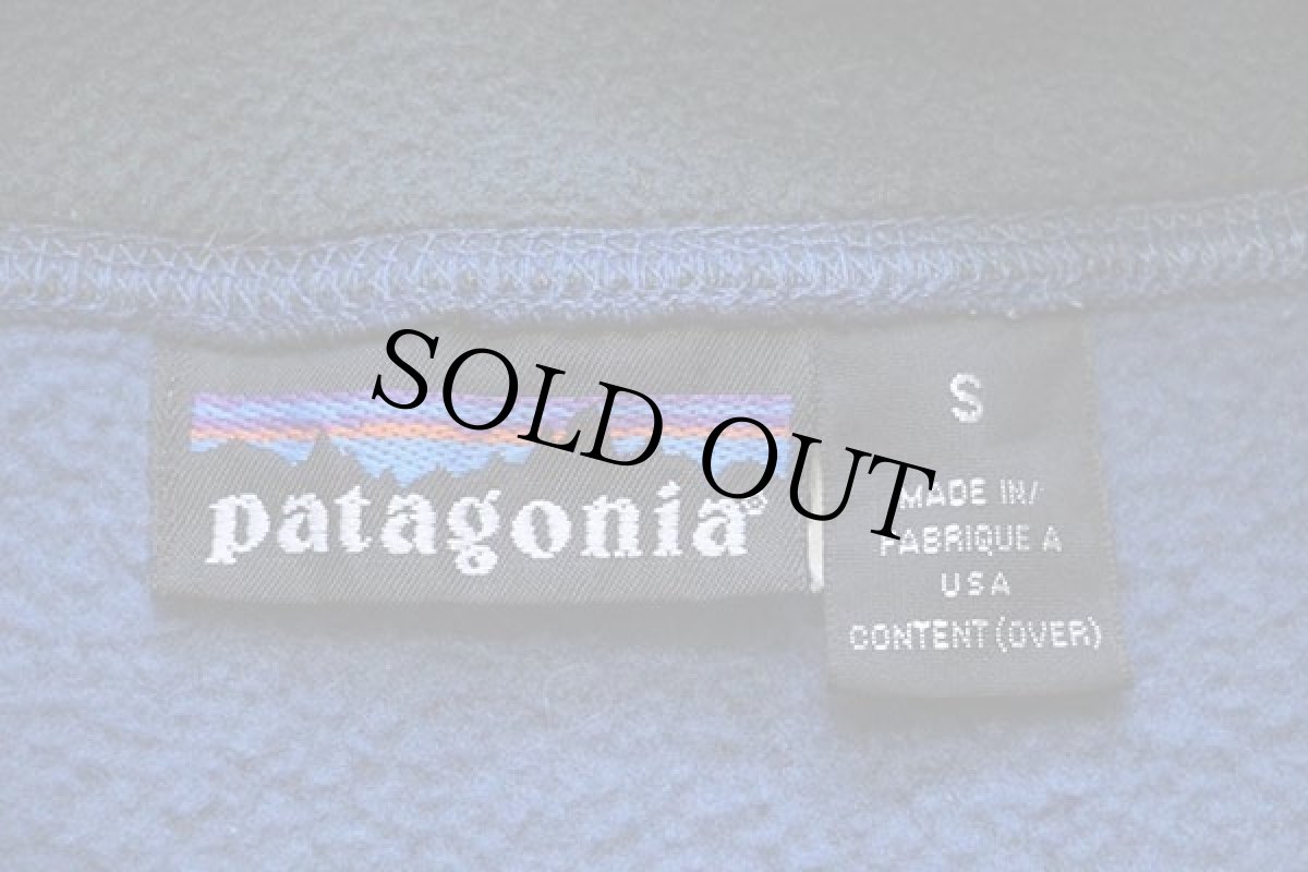 画像4: 90s USA製 patagoniaパタゴニア ワンポイント ハーフジップ プルオーバー フリース 濃青 S★雪なしタグ (4)