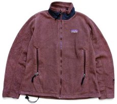 画像1: 00s USA製 patagoniaパタゴニア R3 ラディアント POLARTEC フリースジャケット 小豆色 W-S★刺繍ロゴ (1)