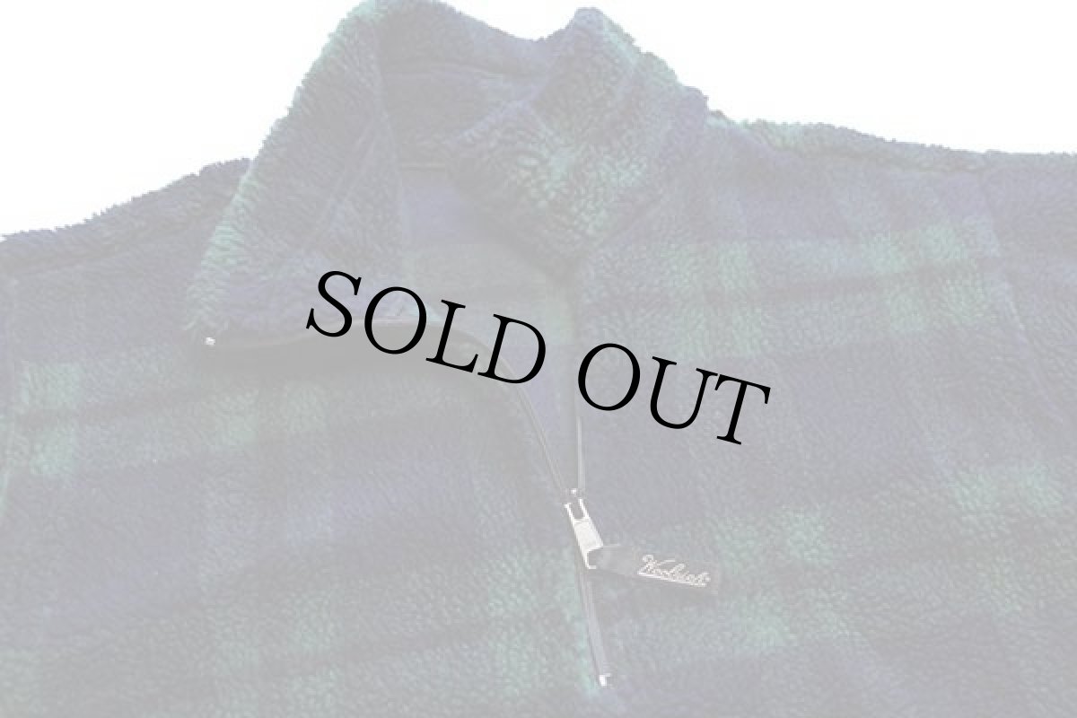 画像3: 90s Woolrichウールリッチ ブラックウォッチ タータンチェック ハーフジップ プルオーバー パイル フリース XL (3)