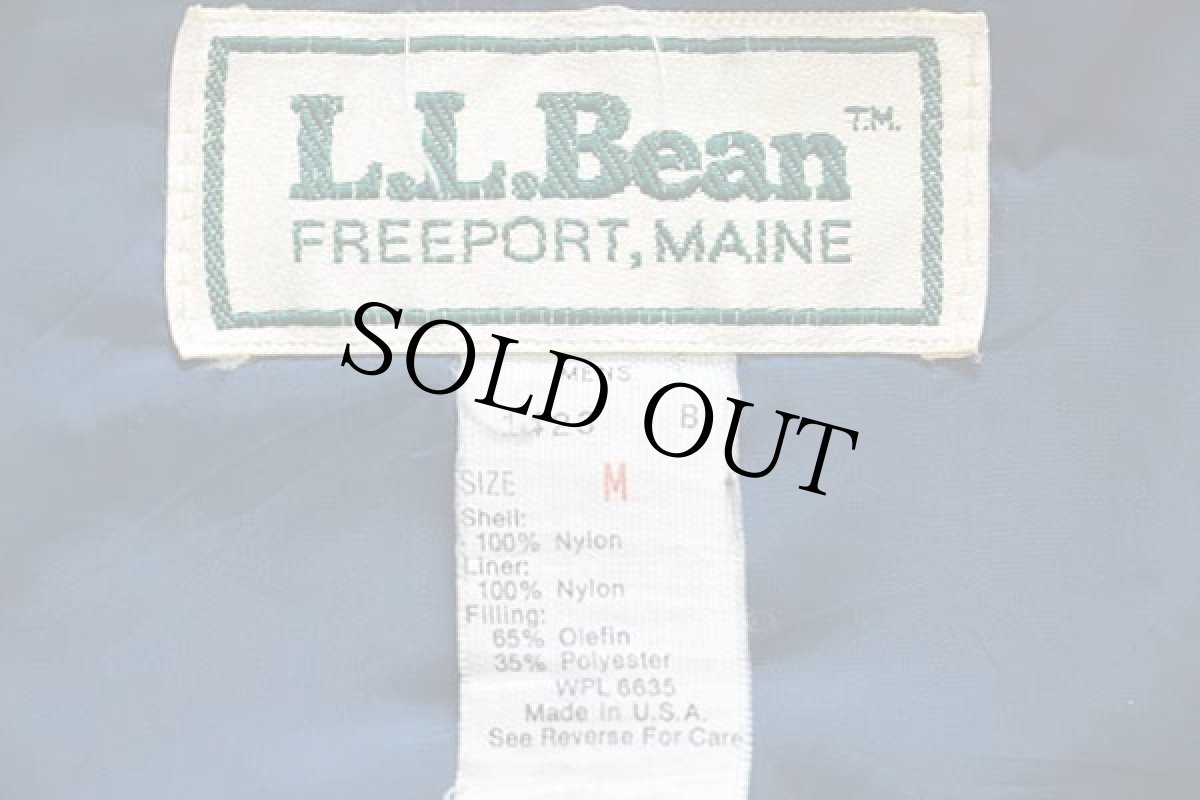 画像4: 80s USA製 L.L.Bean 中綿入り ナイロン マウンテンパーカー 紺 M (4)