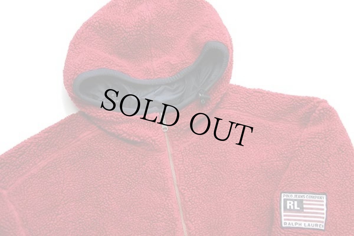 画像3: 90s POLO JEANSポロ ジーンズ ラルフローレン ハーフジップ リバーシブル ナイロン×パイル フリースパーカー 紺×赤 L (3)