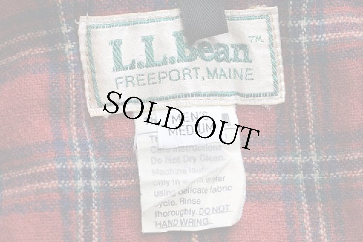 画像4: 80s L.L.Bean タータンチェック ウールライナー Thinsulate中綿入り マウンテンジャケット 紺 M (4)