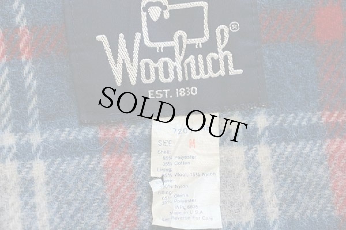 画像4: 80s USA製 Woolrichウールリッチ タータンチェック ウールライナー 中綿入り マウンテンジャケット 紺 M (4)