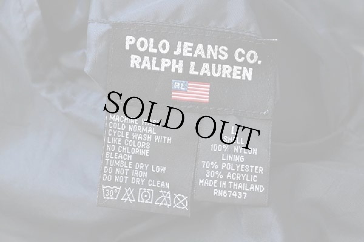 画像5: 90s POLO JEANSポロ ジーンズ ラルフローレン ハーフジップ リバーシブル ナイロン×パイル フリースパーカー 紺×赤 L (5)