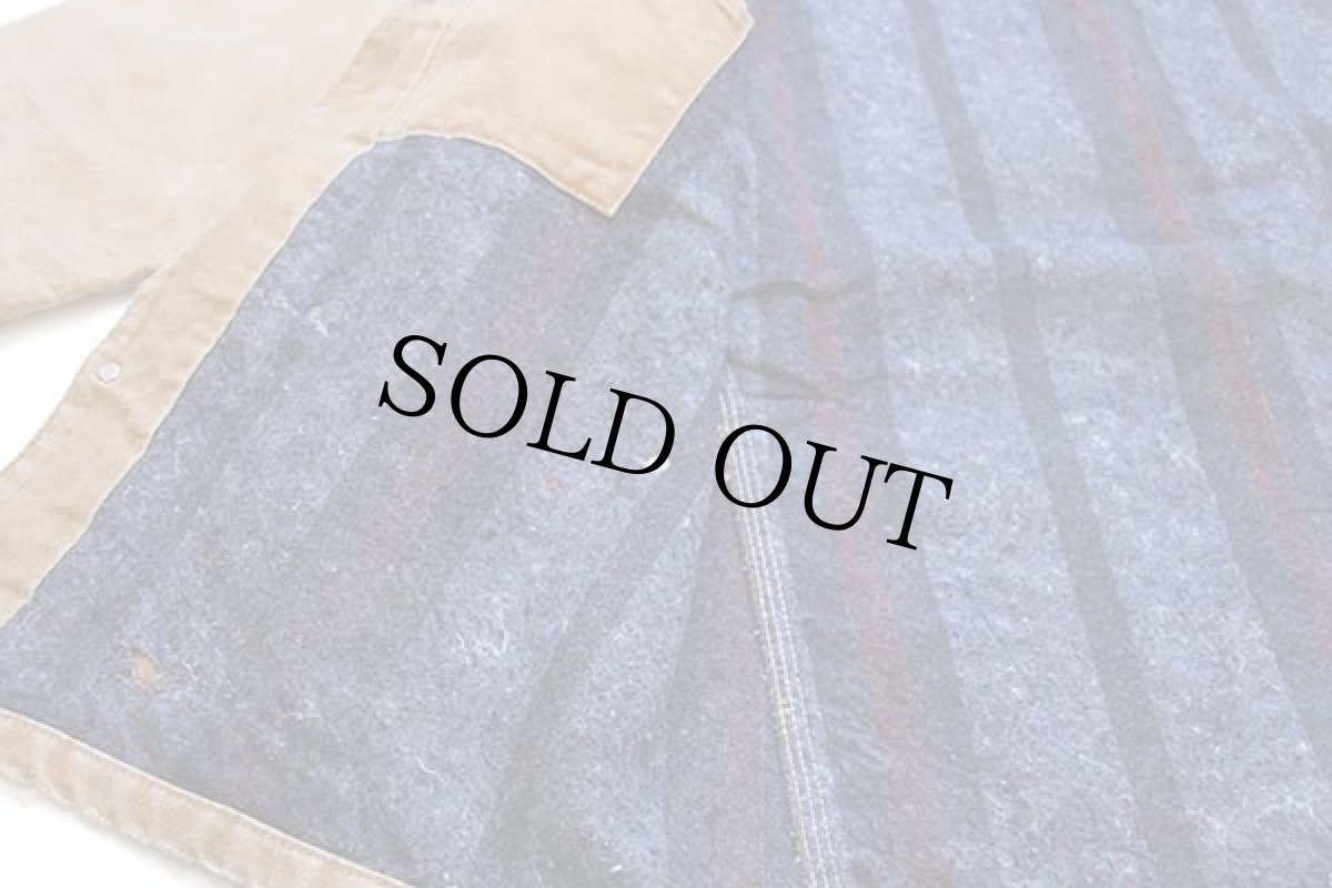 画像5: 80s carharttカーハート ブランケットライナー ダック地 チョアコート カバーオール 茶 フェード (5)