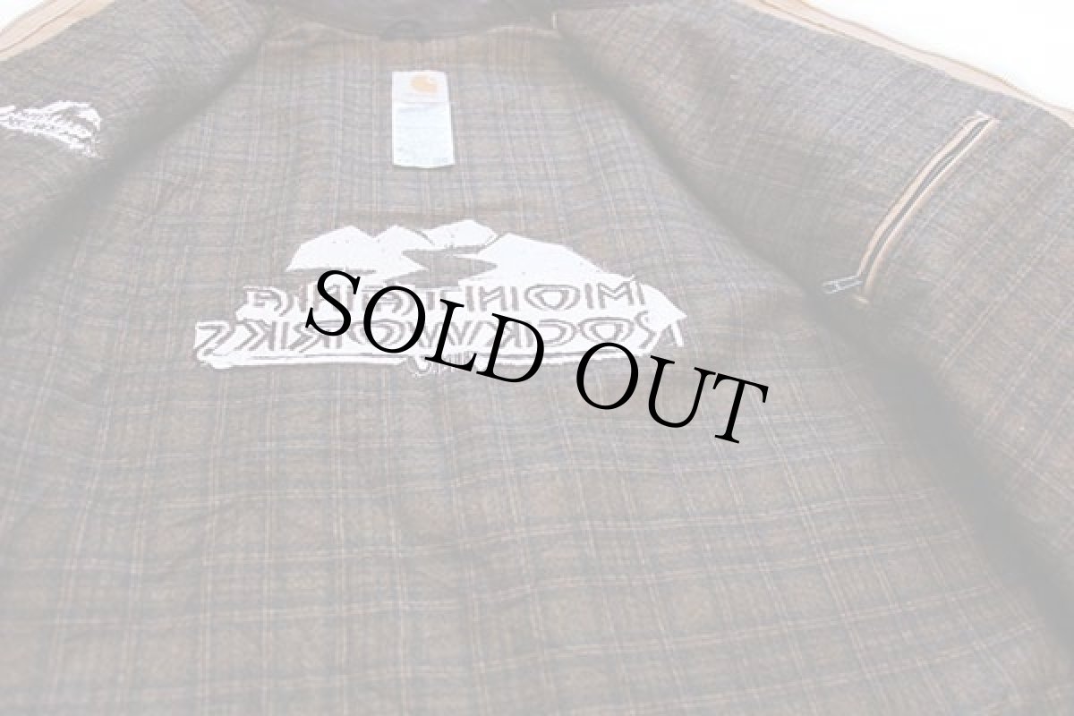 画像5: 00s メキシコ製 carharttカーハート MONTANA ROCKWORKS刺繍 ブランケットライナー ダック地 デトロイトジャケット 茶 XL (5)