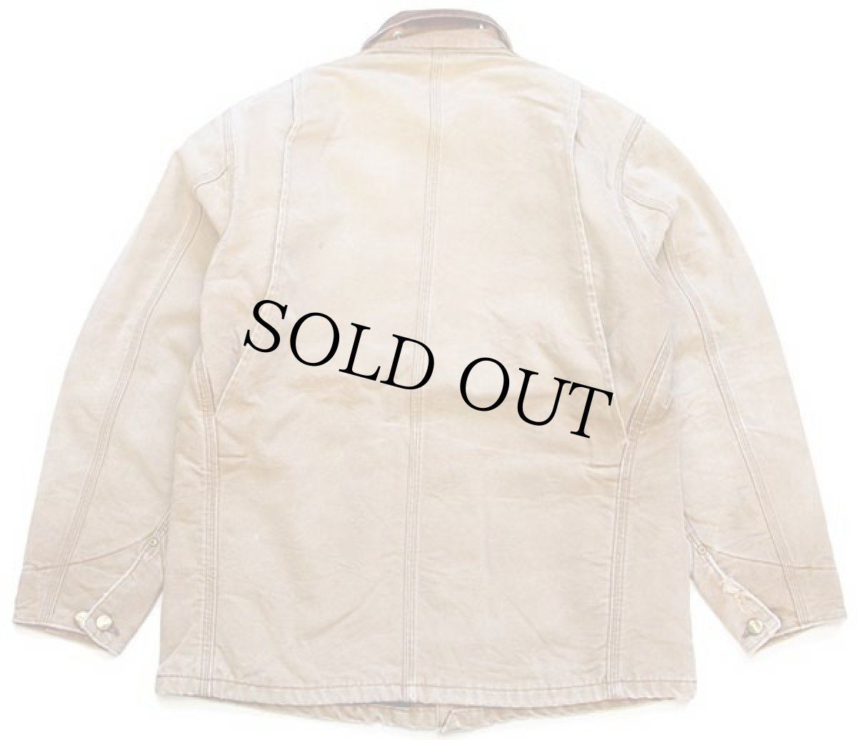 画像2: 80s carharttカーハート ブランケットライナー ダック地 チョアコート カバーオール 茶 フェード (2)