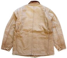画像2: 80s carharttカーハート ブランケットライナー ダック地 チョアコート カバーオール 茶 フェード (2)