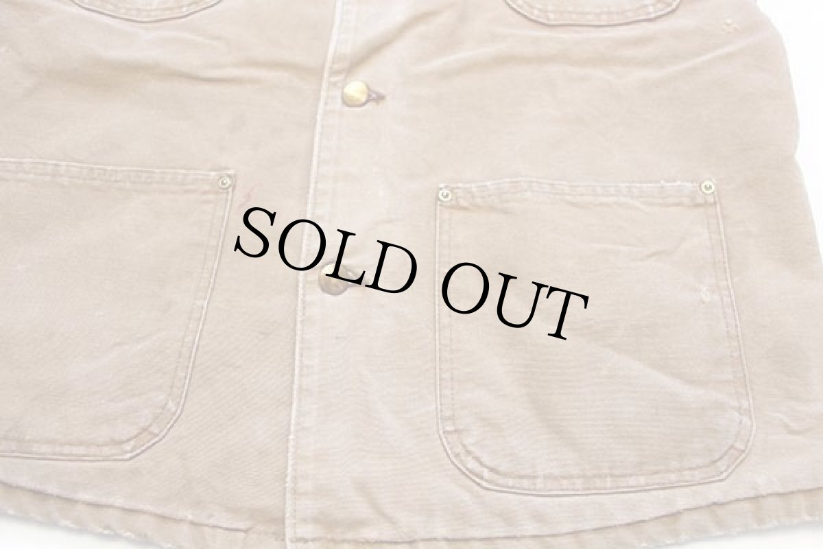 画像6: 80s carharttカーハート ブランケットライナー ダック地 チョアコート カバーオール 茶 フェード (6)