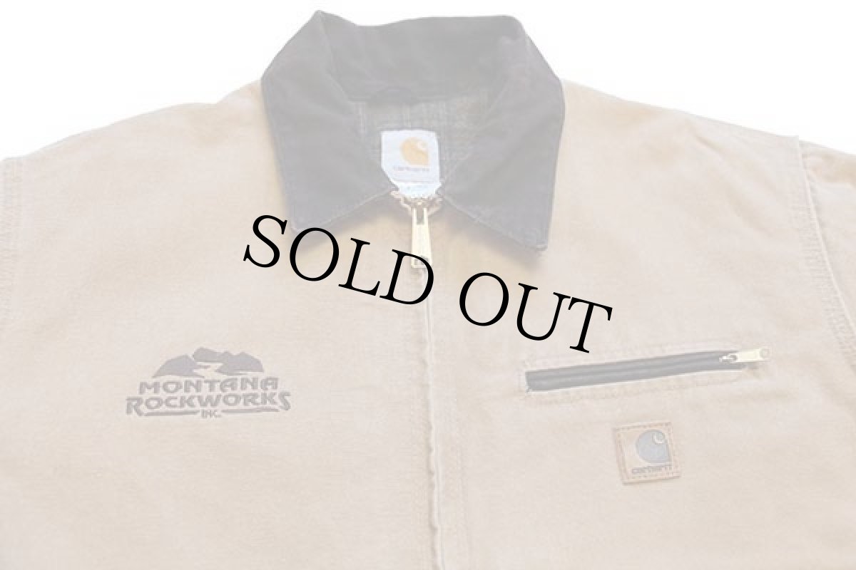 画像3: 00s メキシコ製 carharttカーハート MONTANA ROCKWORKS刺繍 ブランケットライナー ダック地 デトロイトジャケット 茶 XL (3)