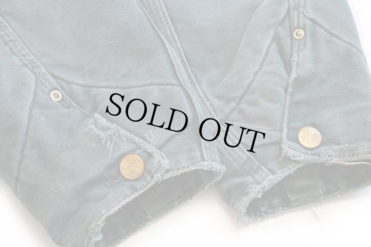 画像8: 90s carharttカーハート ブランケットライナー ダック地 チョアコート カバーオール ボロ 緑 (8)