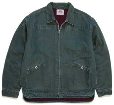 画像1: 90s Levi'sリーバイス パチポケ ブランケットライナー ダック地 ワークジャケット モスグリーン M★ユーロ (1)