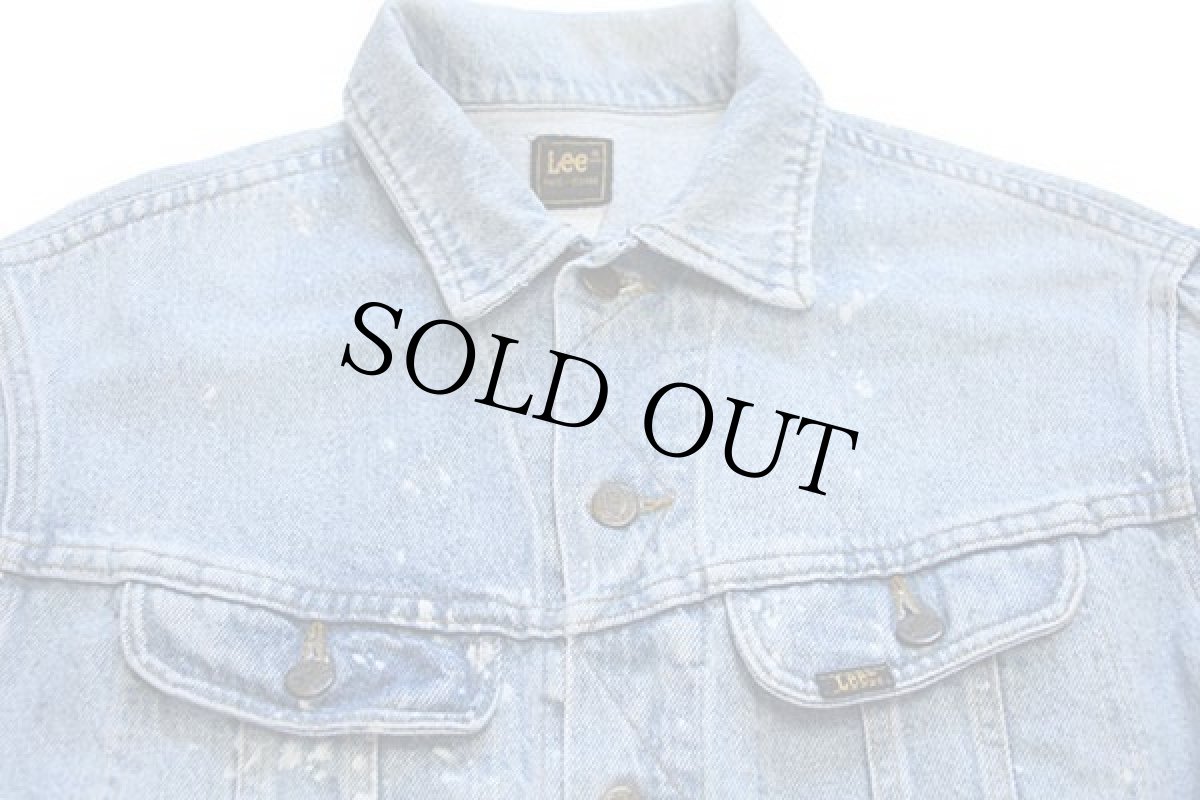 画像3: 80s USA製 Leeリー 220 ブリーチ加工 デニムジャケット 4ポケット★ギャラクティックウォッシュ (3)