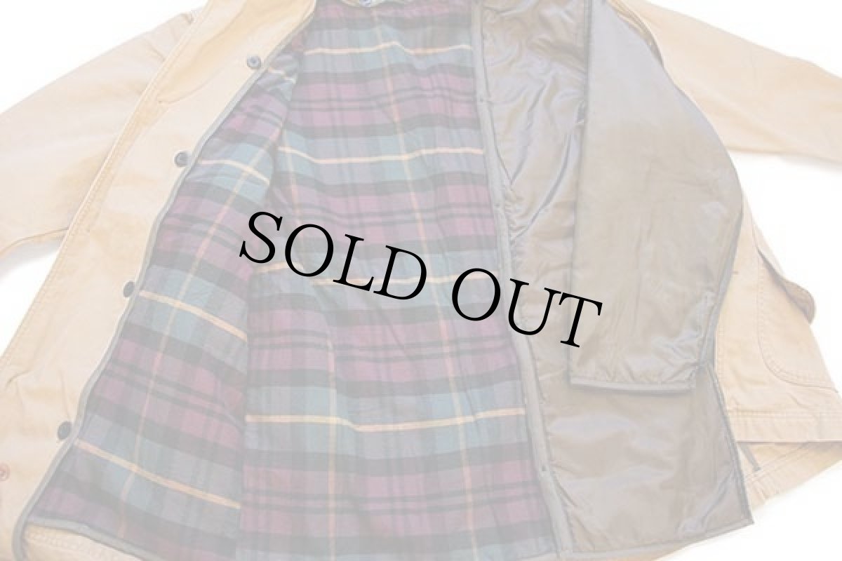 画像5: L.L.Bean タータンチェック PRIMALOFTプリマロフト 中綿入りライナー付き ダック地 フィールドコート 茶 L-T★ジャケット (5)