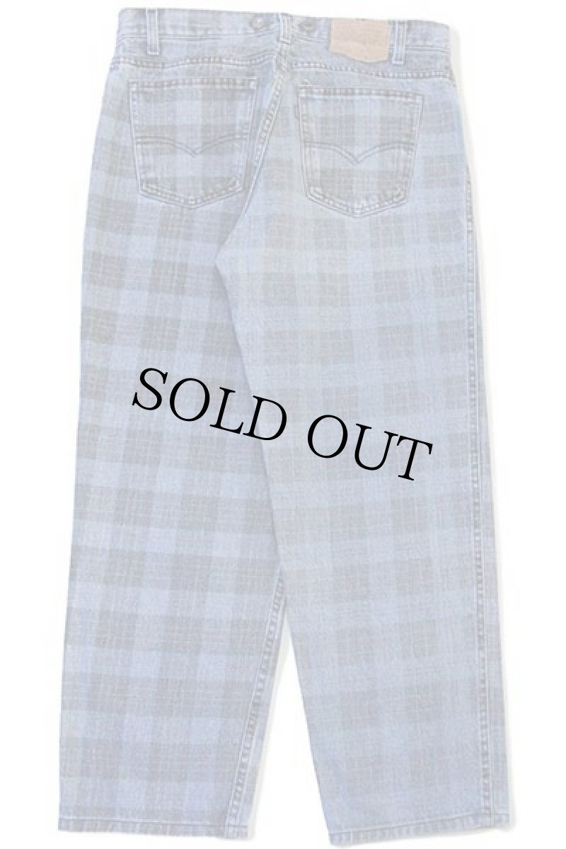 画像3: 80s USA製 Levi'sリーバイス 40552 タータンチェック サスペンダーボタン デニムパンツ w33 (3)