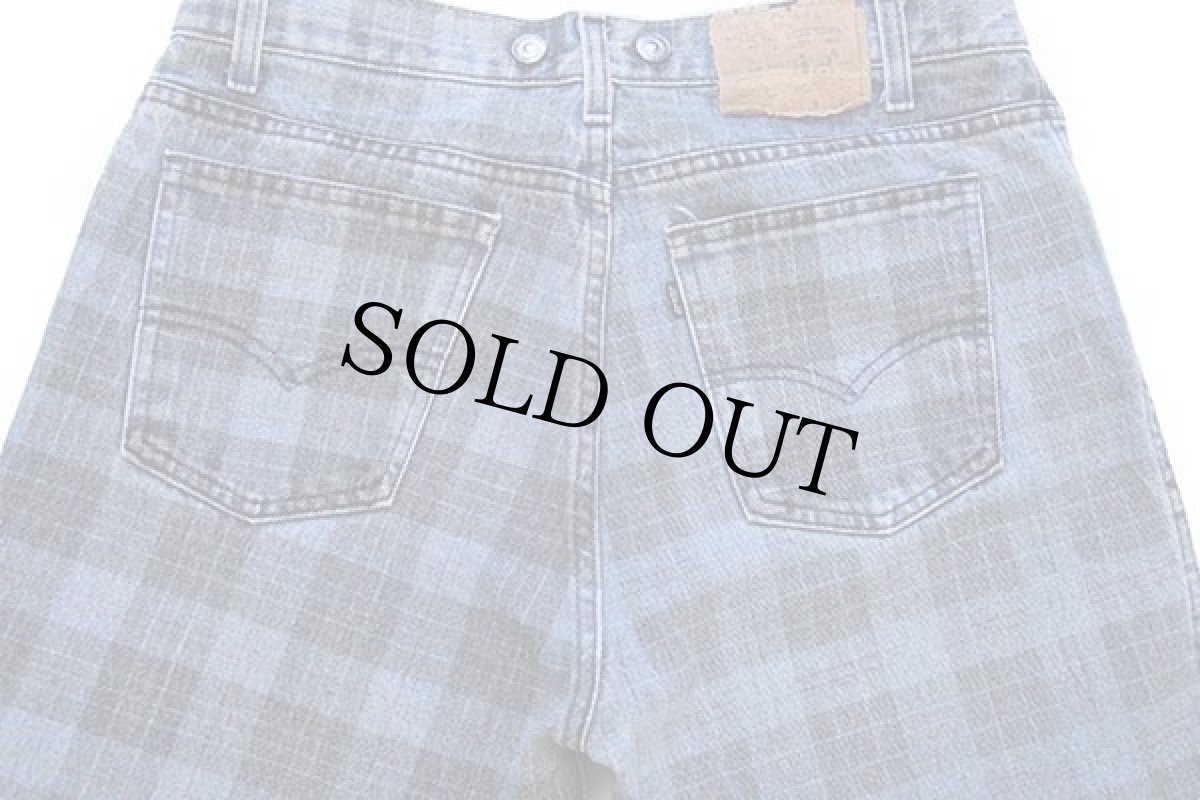 画像5: 80s USA製 Levi'sリーバイス 40552 タータンチェック サスペンダーボタン デニムパンツ w33 (5)