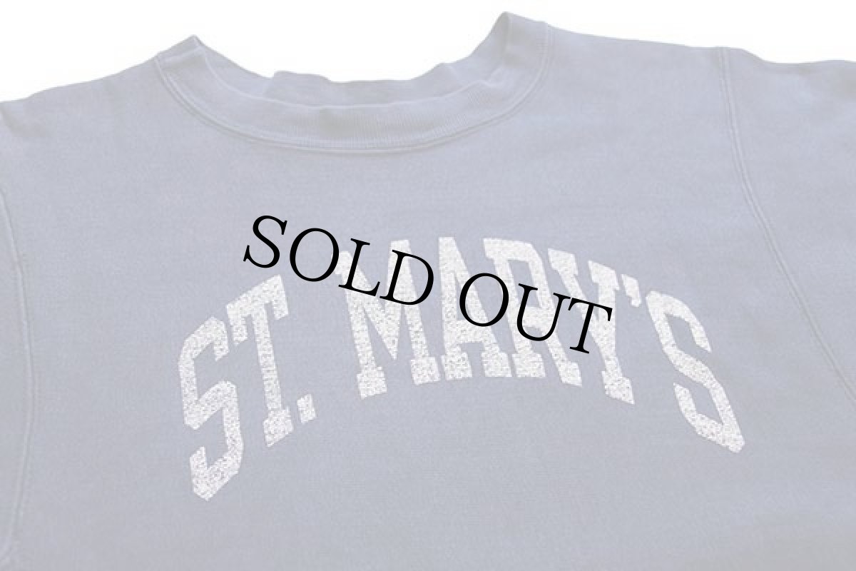 画像3: 80s USA製 Championチャンピオン ST.MARY'S ひび割れプリント リバースウィーブ スウェット 紺 S (3)