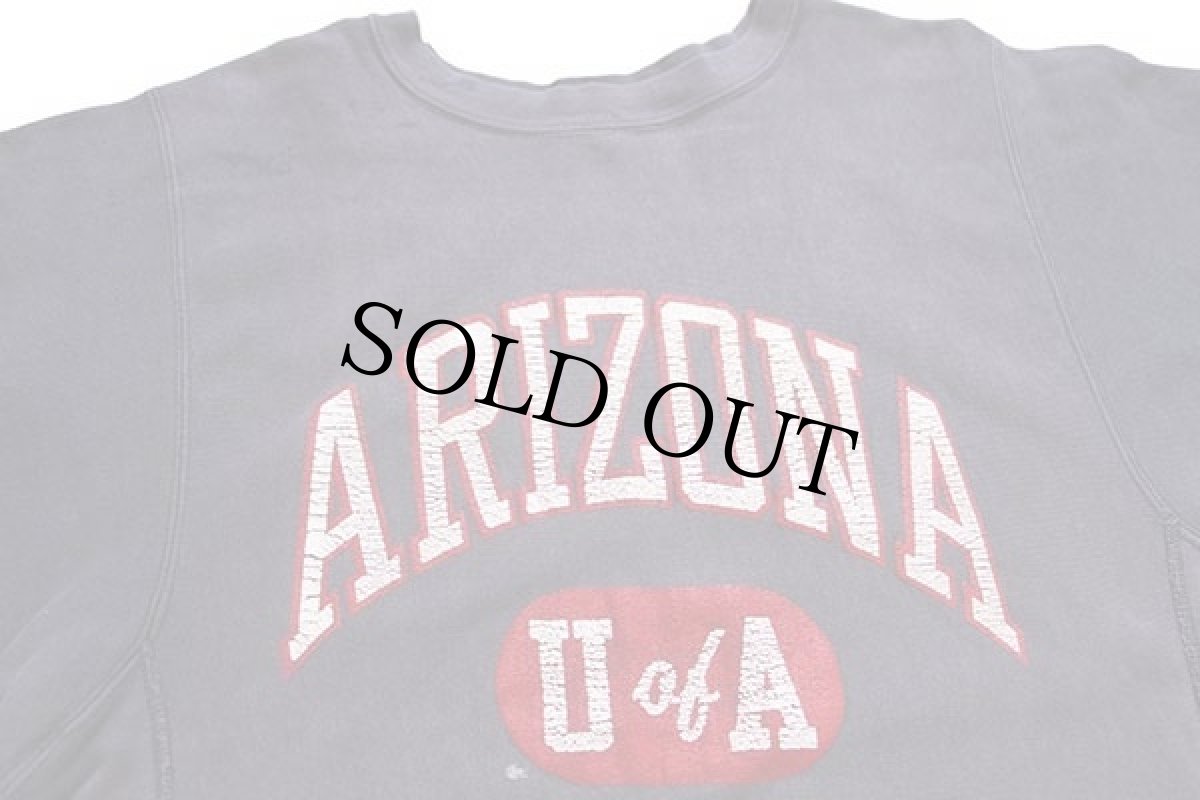 画像3: 80s USA製 Championチャンピオン ARIZONA UofA ひび割れプリント リバースウィーブ スウェット ナス紺 フェードM (3)