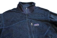 画像3: 00s USA製 patagoniaパタゴニア R2 POLARTEC フリースジャケット ネイビーグレー M★刺繍ロゴ (3)