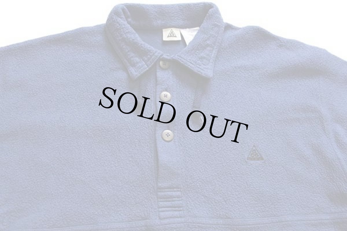 画像3: 90s NIKEナイキ acg ワンポイント プルオーバー フリースシャツジャケット 紺 L (3)