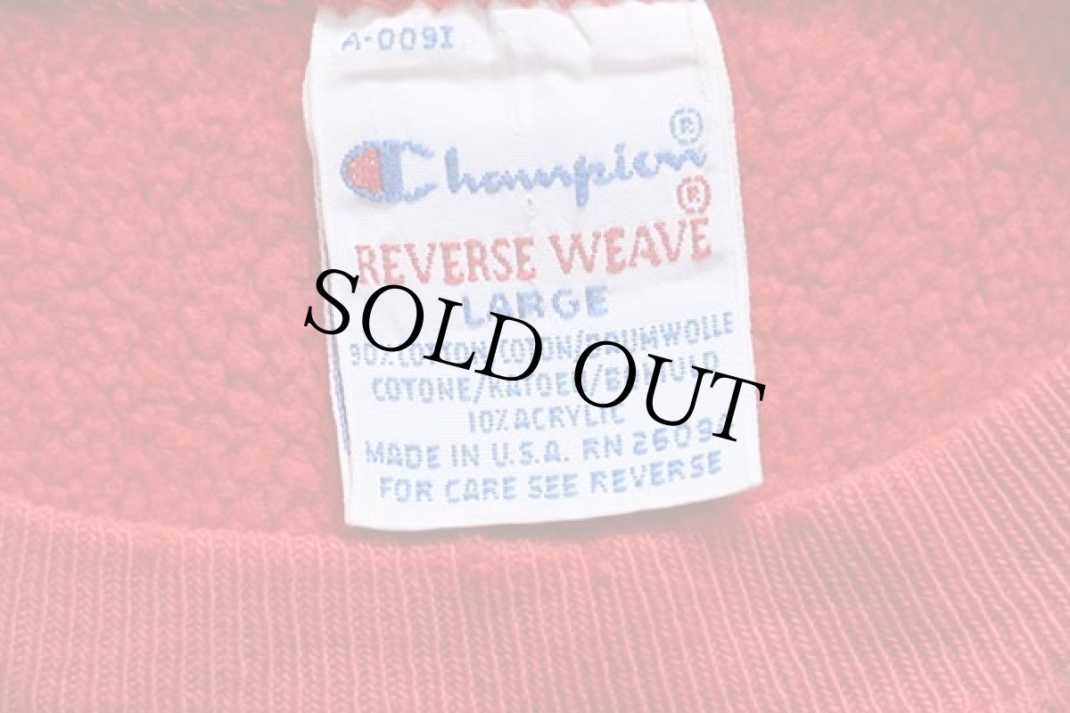 画像4: 90s USA製 Championチャンピオン ワンポイント リバースウィーブ スウェット 赤 L (4)