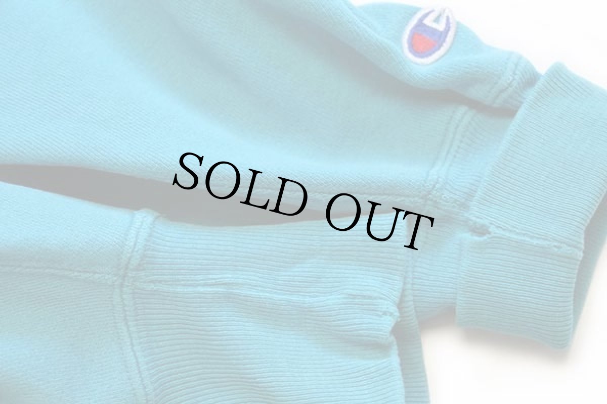 画像6: 90s USA製 Championチャンピオン ワンポイント リバースウィーブ スウェット ボロ ターコイズ XL (6)