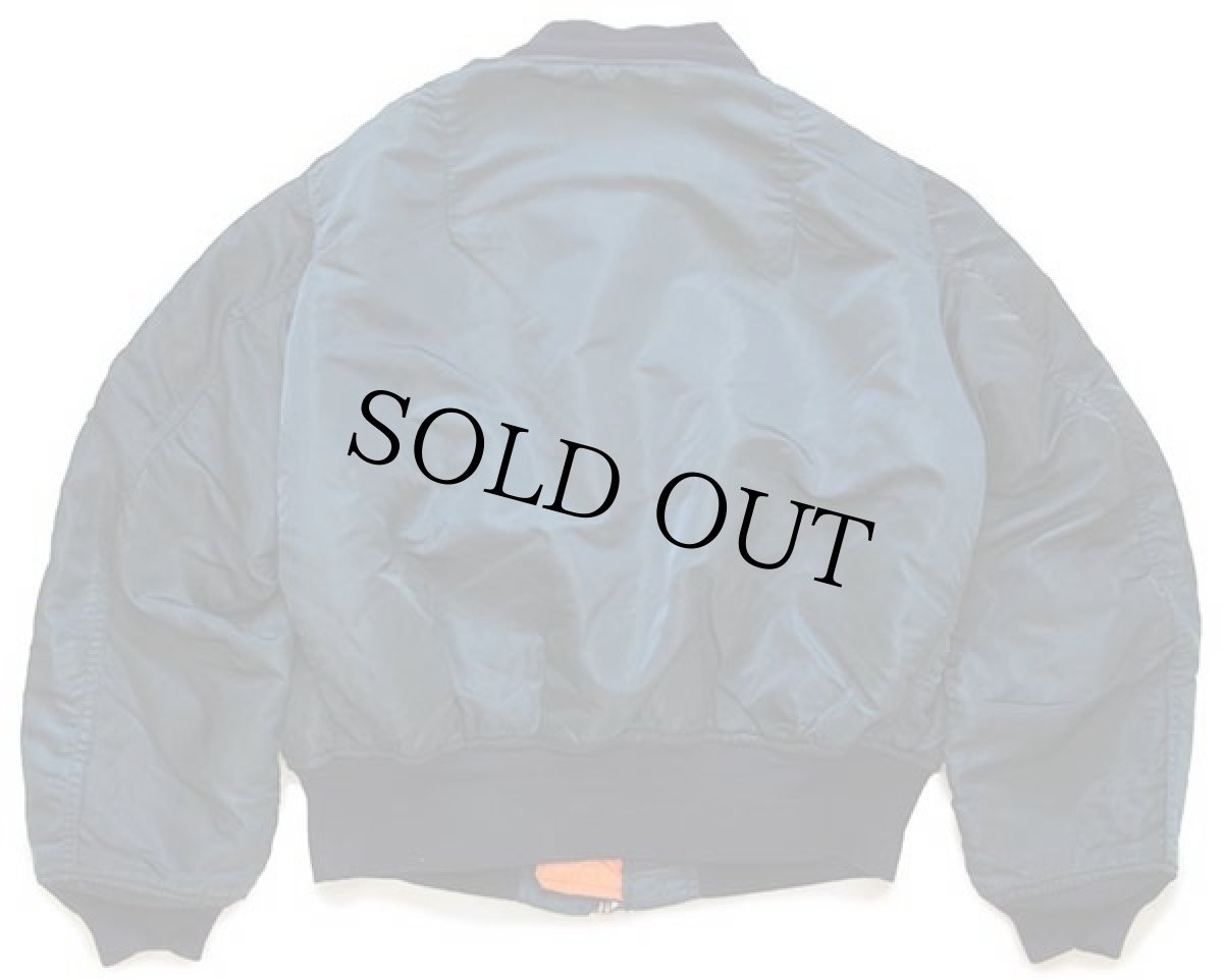 画像2: 90s USA製 ALPHAアルファ MA-1 フライトジャケット 紺 L (2)