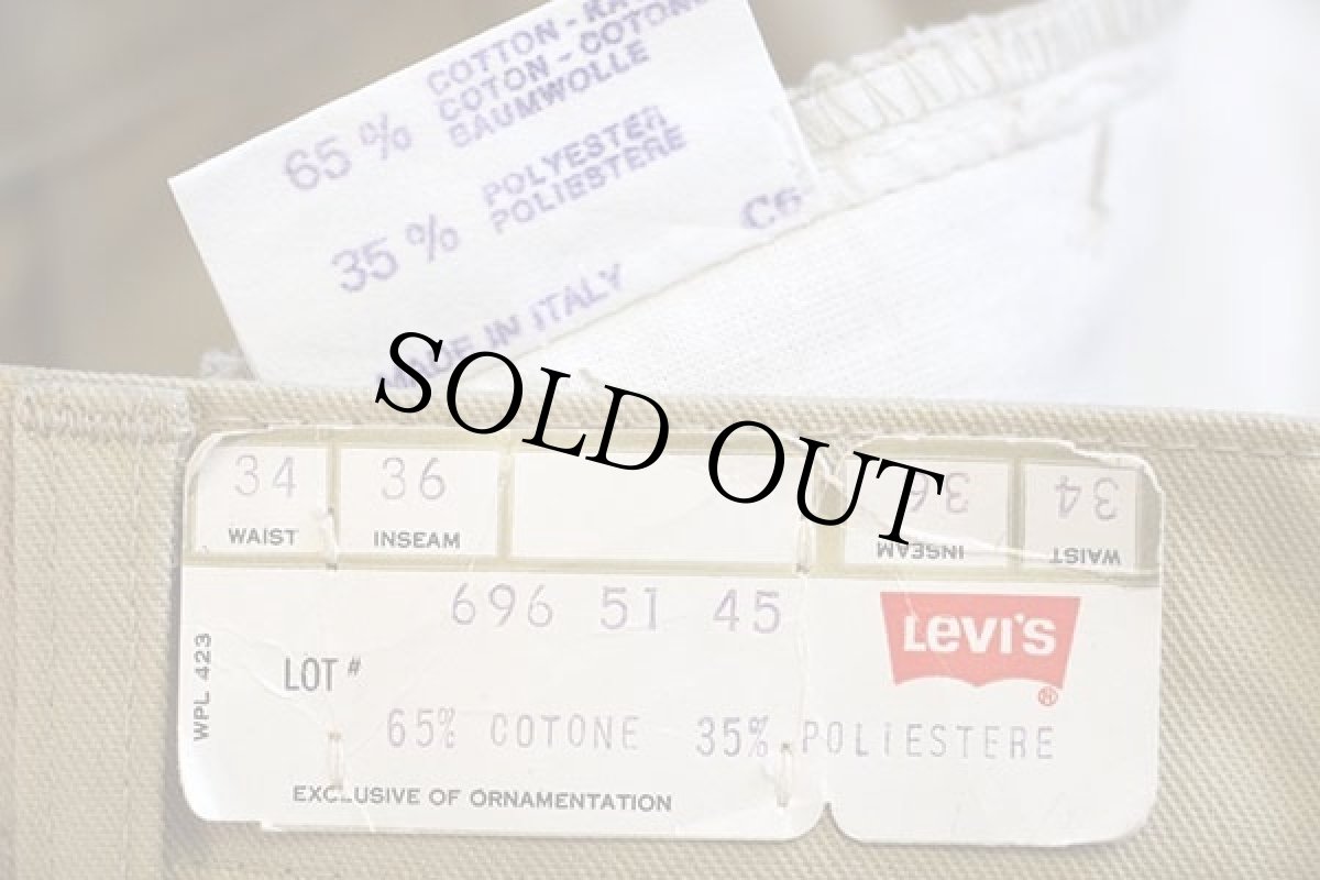 画像6: デッドストック★70s イタリア製 Levi'sリーバイス 696 ツータック ツイルパンツ 薄茶 w34 L36★B ユーロ (6)