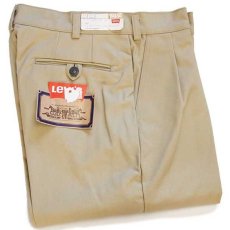 画像1: デッドストック★70s イタリア製 Levi'sリーバイス 696 ツータック ツイルパンツ 薄茶 w34 L36★B ユーロ (1)