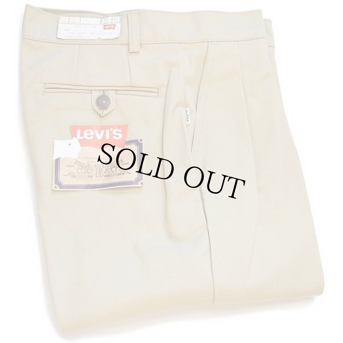 画像1: デッドストック★70s イタリア製 Levi'sリーバイス 696 ツータック ツイルパンツ 薄茶 w32 L36★ユーロ (1)