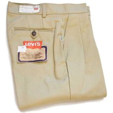 画像1: デッドストック★70s イタリア製 Levi'sリーバイス 696 ツータック ツイルパンツ 薄茶 w32 L36★ユーロ (1)