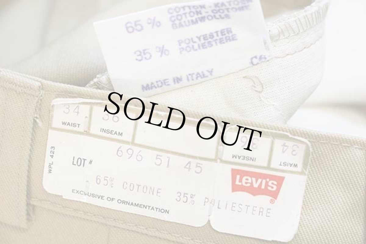 画像6: デッドストック★70s イタリア製 Levi'sリーバイス 696 ツータック ツイルパンツ 薄茶 w34 L36★A ユーロ (6)