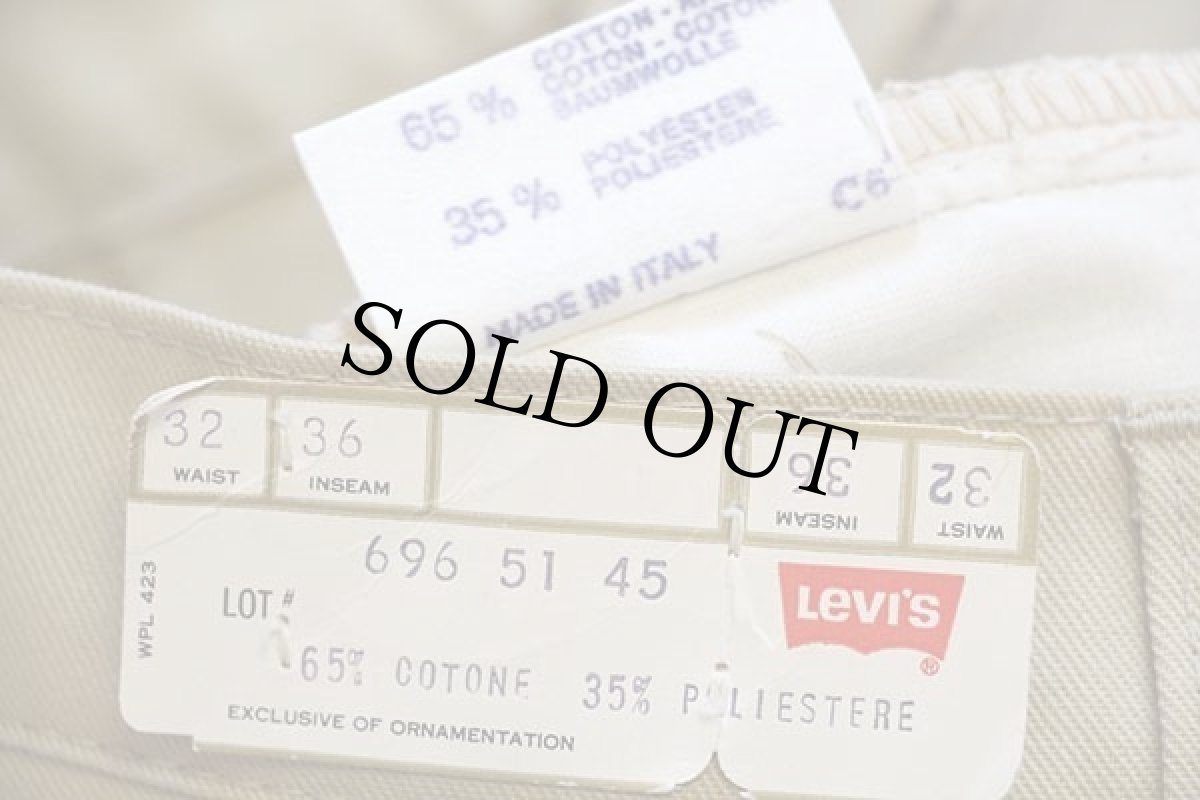画像6: デッドストック★70s イタリア製 Levi'sリーバイス 696 ツータック ツイルパンツ 薄茶 w32 L36★ユーロ (6)
