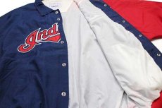 画像5: 90s STARTERスターター MLB CLEVELAND Indians ツートン アシンメトリー ナイロンスタジャン 紺×赤 XL (5)