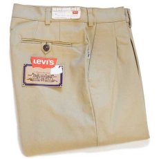 画像1: デッドストック★70s イタリア製 Levi'sリーバイス 696 ツータック ツイルパンツ 薄茶 w34 L36★A ユーロ (1)