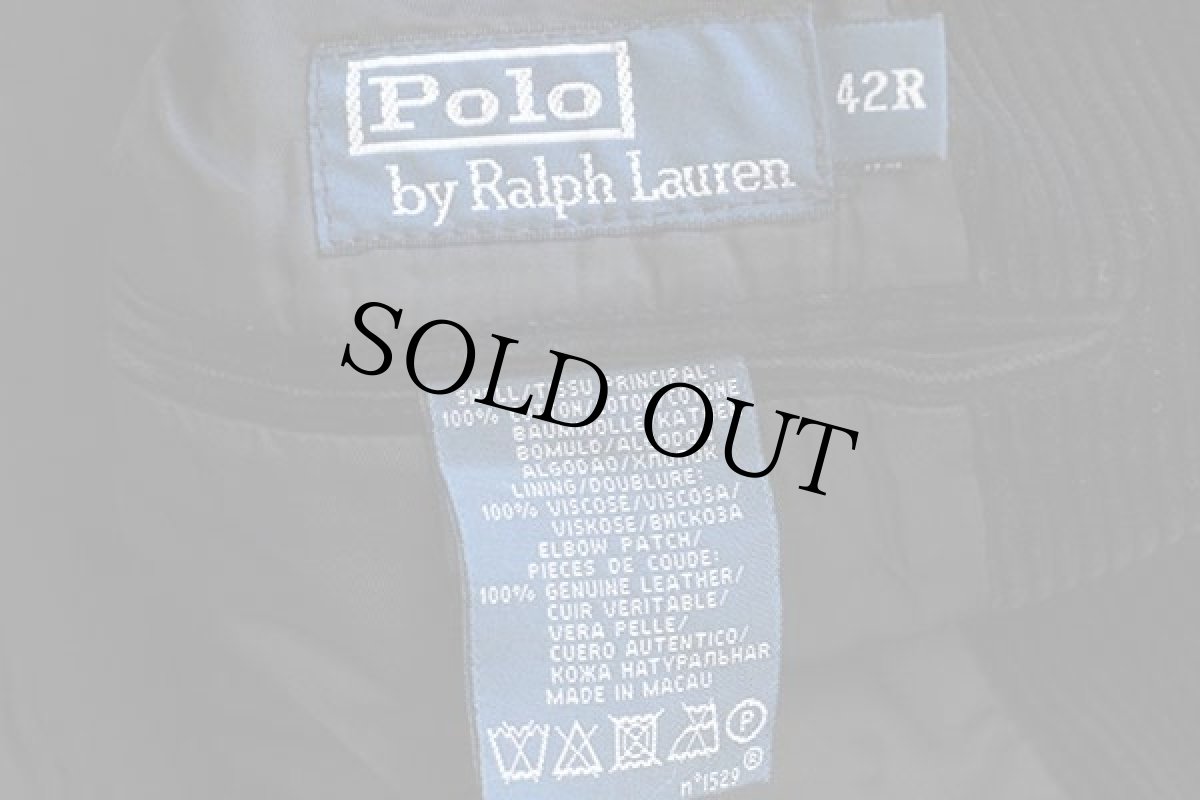 画像4: ポロ ラルフローレン 3つボタン エルボーパッチ付き 太畝 コーデュロイ テーラードジャケット 黒 42R (4)