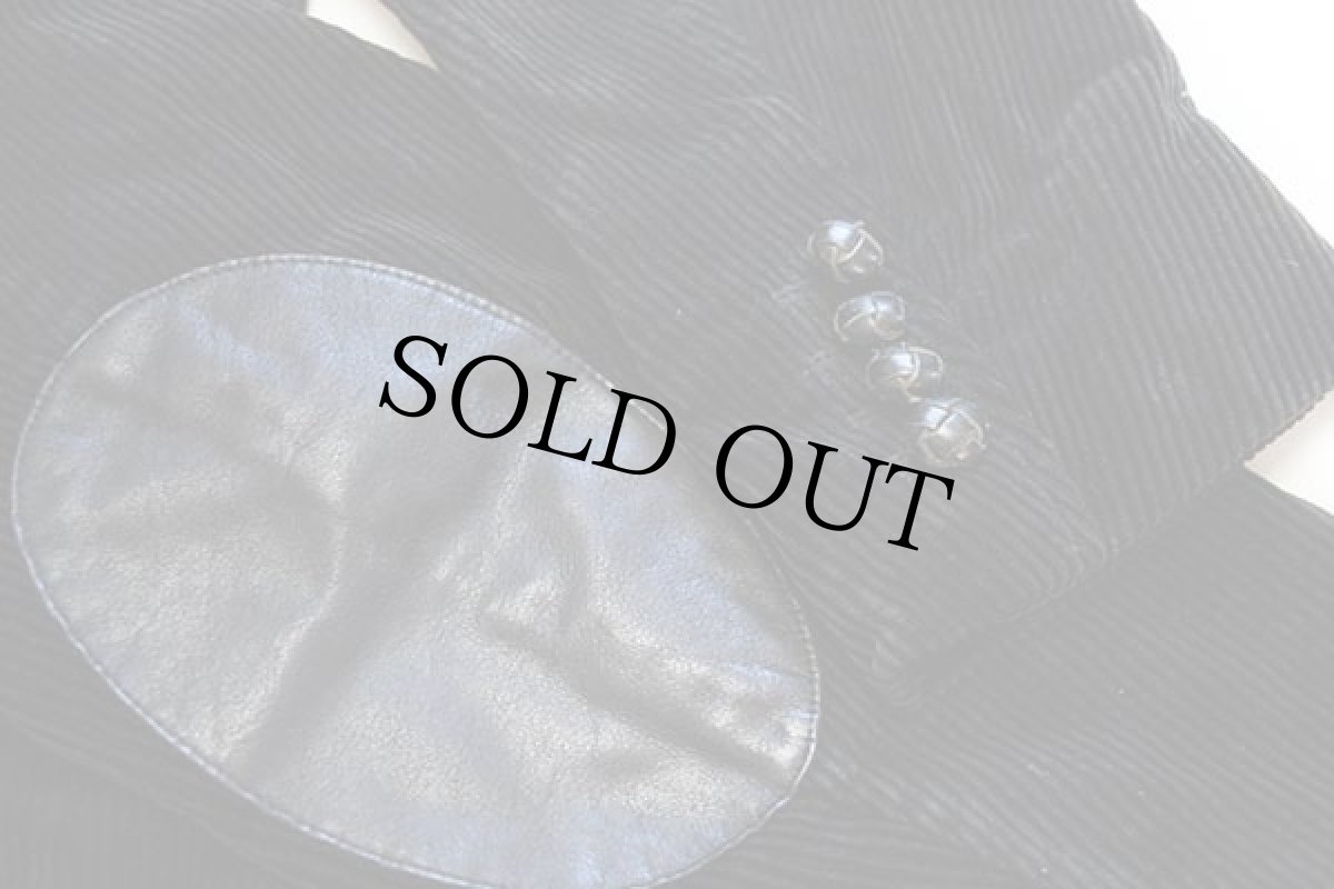 画像6: ポロ ラルフローレン 3つボタン エルボーパッチ付き 太畝 コーデュロイ テーラードジャケット 黒 42R (6)