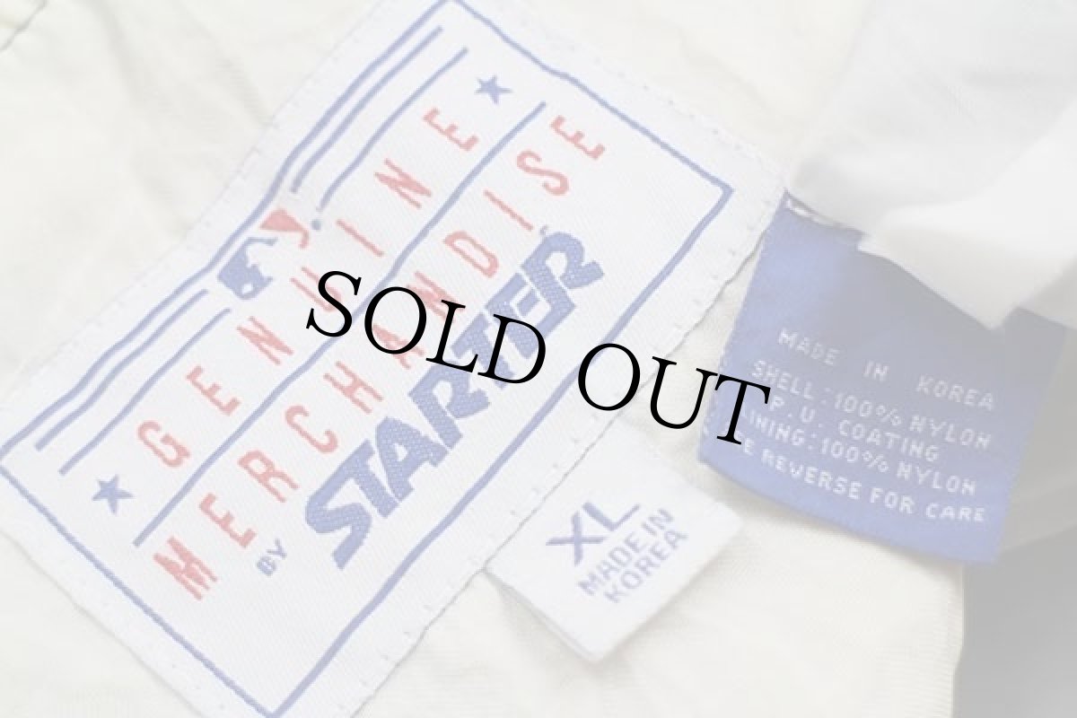 画像4: 90s STARTERスターター MLB CLEVELAND Indians ツートン アシンメトリー ナイロンスタジャン 紺×赤 XL (4)