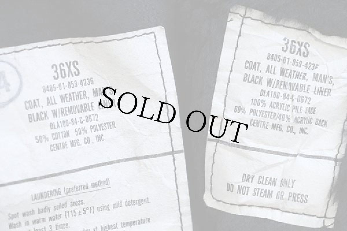 画像5: 80s 米軍 U.S.NAVY ボアライナー付き オールウェザー ステンカラーコート 黒 36XS★レインコート (5)