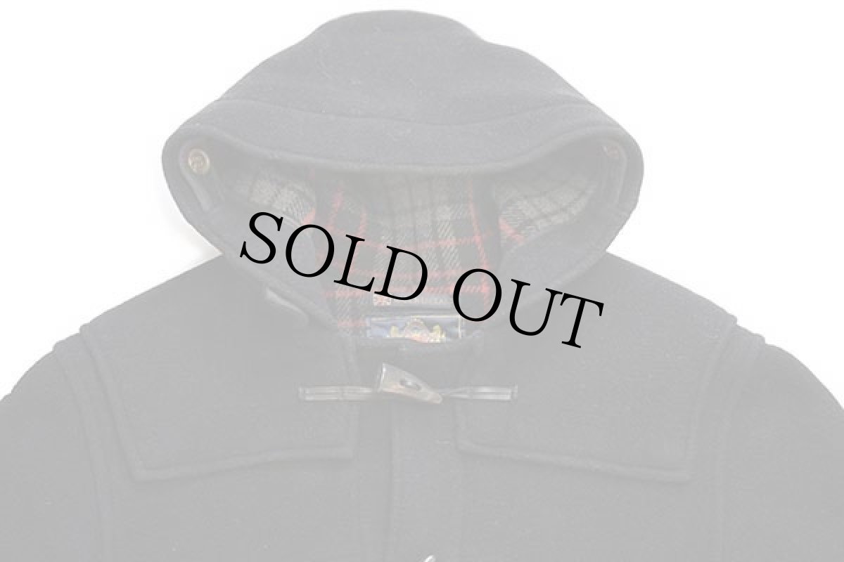 画像3: 90s 英国製 Gloverallグローバーオール タータンチェックライナー メルトン ウール ダッフルコート 黒 38 (3)