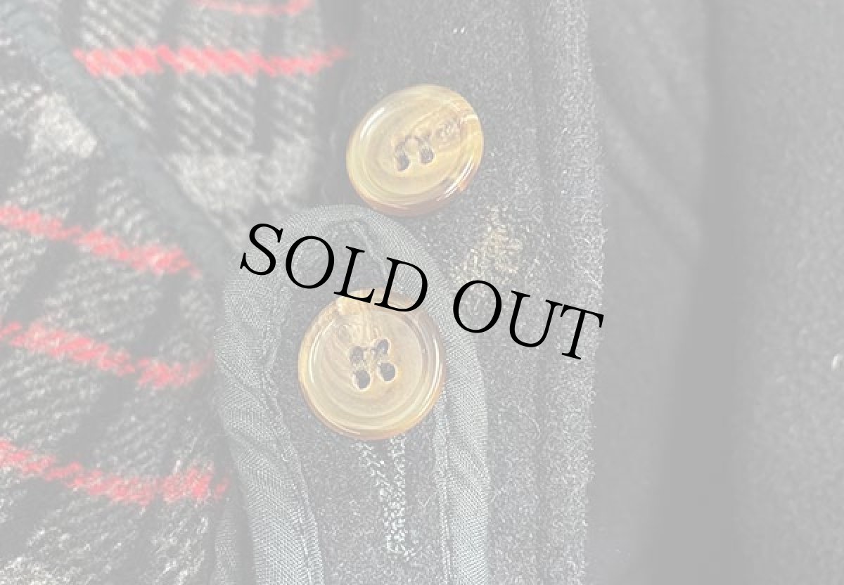 画像9: 90s 英国製 Gloverallグローバーオール タータンチェックライナー メルトン ウール ダッフルコート 黒 38 (9)