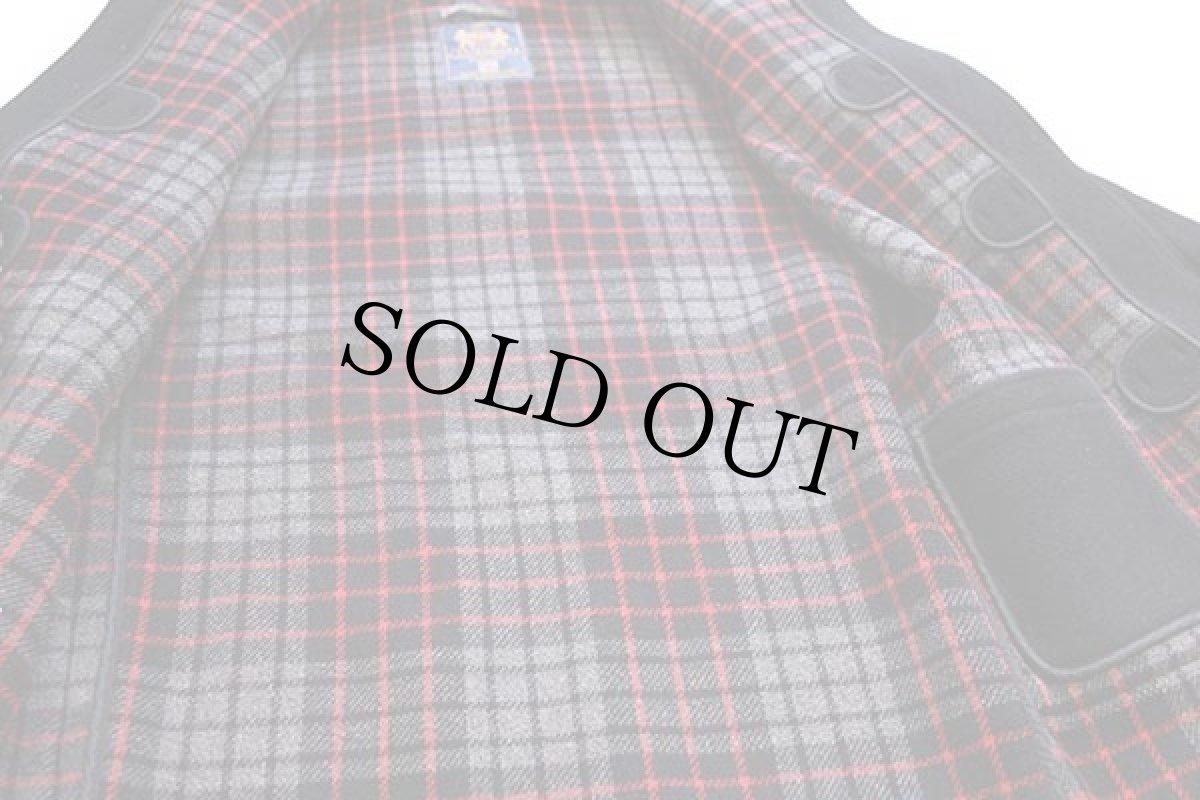 画像5: 90s 英国製 Gloverallグローバーオール タータンチェックライナー メルトン ウール ダッフルコート 黒 38 (5)