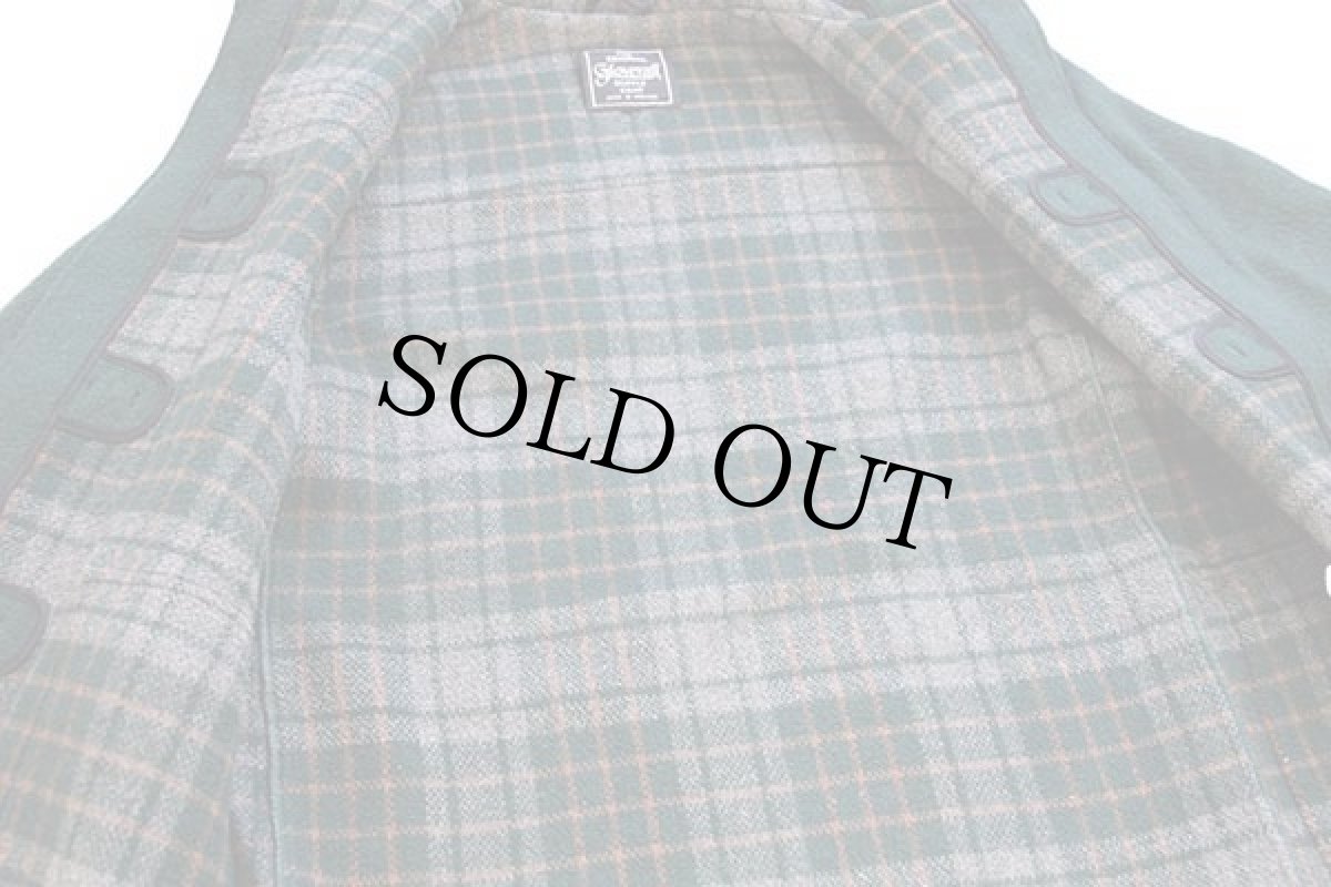 画像5: 80s 英国製 Gloverallグローバーオール タータンチェックライナー メルトン ウール ダッフルコート 緑 (5)