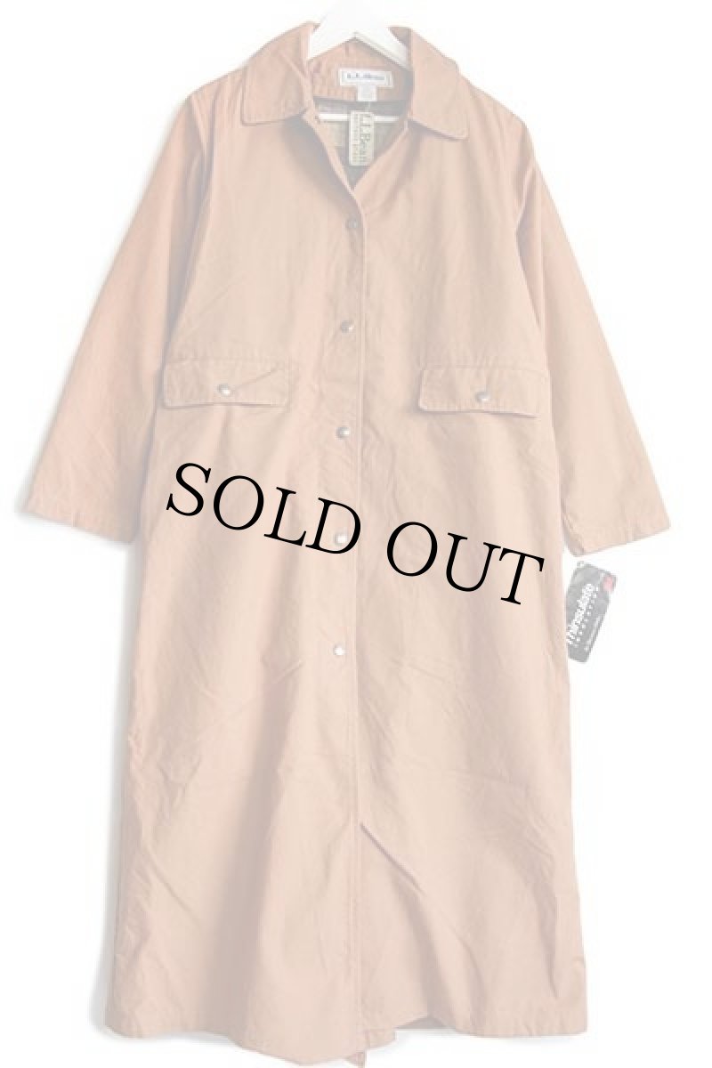 画像2: デッドストック★90s L.L.Bean タータンチェック ウールライナー付き コットン キャンバス ダスターコート サドル W-S (2)