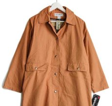 画像1: デッドストック★90s L.L.Bean タータンチェック ウールライナー付き コットン キャンバス ダスターコート サドル W-S (1)